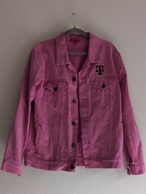 T Mobile Pink Denim Jacket Size medium